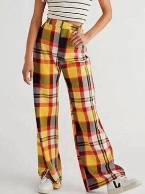 Free People Jules Plaid Wide Leg Pants